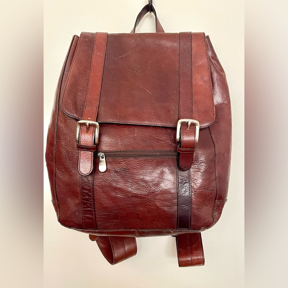 Full Grain Premium Italian Saddle Leather Backpack in Cognac